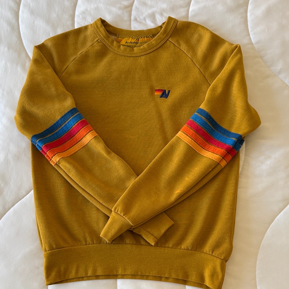 Aviator Nation 5 Stripe Crew Sweatshirt